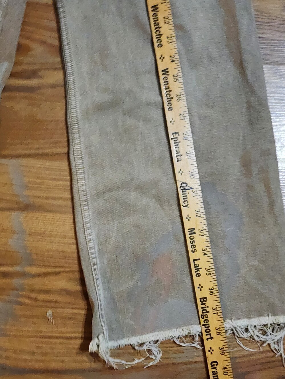 Zara High Rise Wide Leg Cropped Jeans Beige Frayed Hem Raw Edge Women's US 4 36 - Picture 9 of 12